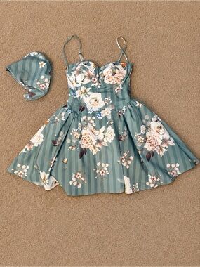 Sophie Sage Green Floral Mini Dress